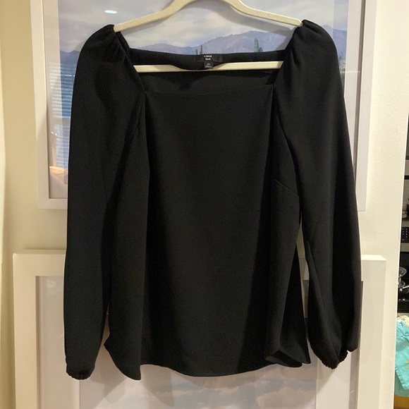 NEW, J. Crew 365 Black Square Neck Blouse, size 10, never worn - Picture 2 of 4